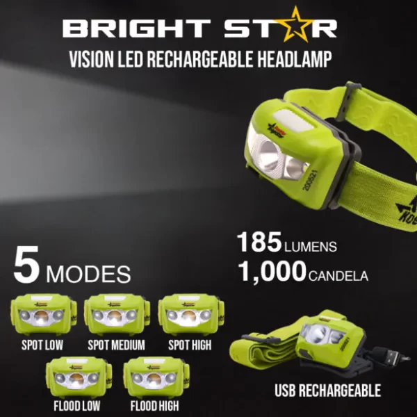 Linterna frontal, Vision Led, Recargable, Bright Star - Imagen 4